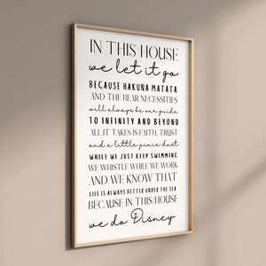 In This House We Do Disney Quote Text Wall Poster Print - Walt Disney Print Typography Print Home Decor Home Trend Home Accessories Wall Art