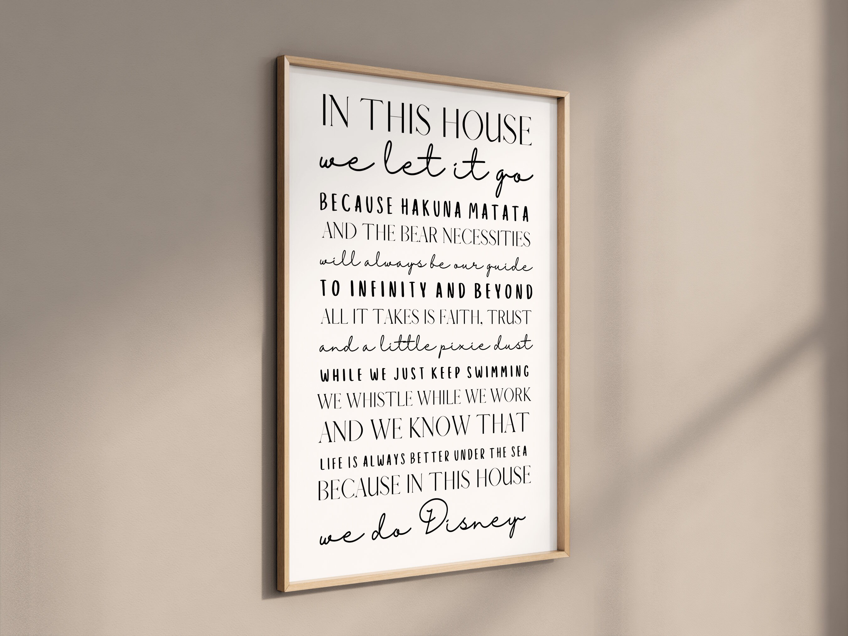 In This House We Do Disney Quote Text Wall Poster Print Walt