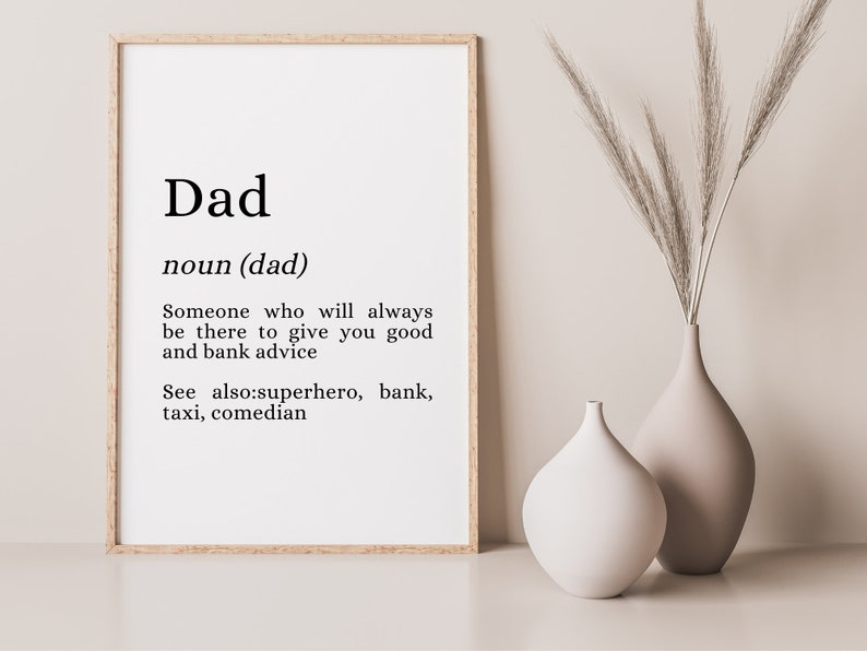 Father's Day Father Dad Dictionary Definition Personalised Print Birthday Gift