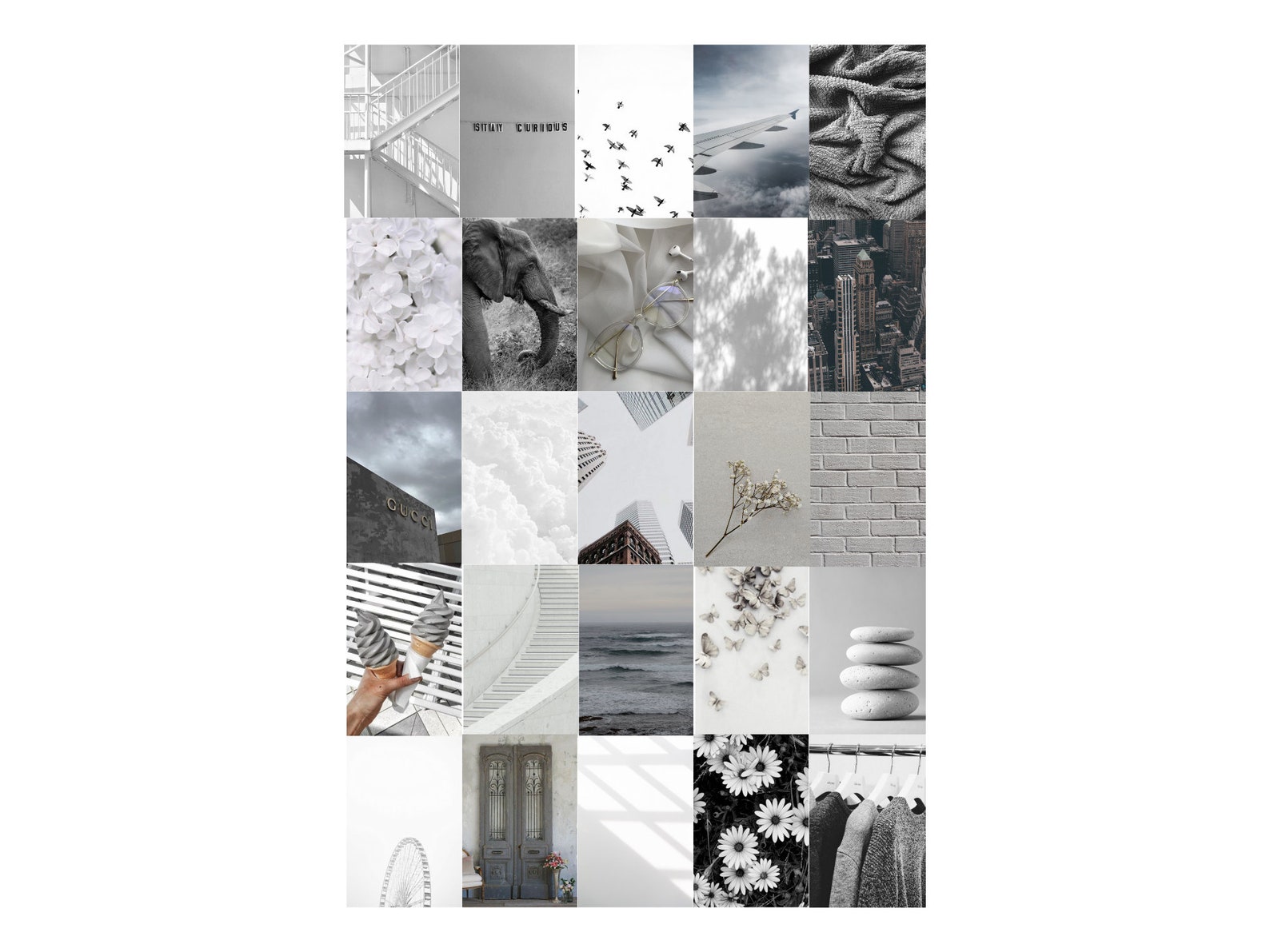Grey Collage Kit Grey Aesthetic Pinterest Prints Dorm Room Etsy UK