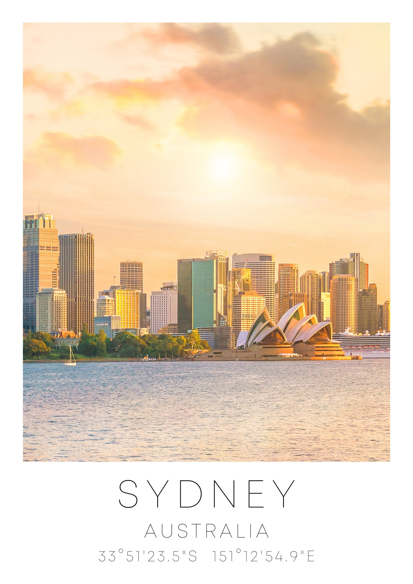 Sydney Poster Print Gift A4 A3 Etsy