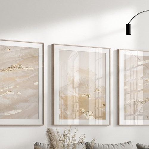 Beige Bedroom Wall Art Prints Marble Wall Prints Set of 3 Etsy