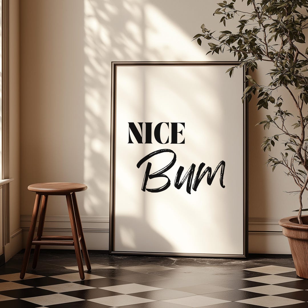 Nice Bum Print - Funny Bathroom Wall Print - Funny Prints Toilet Print ...