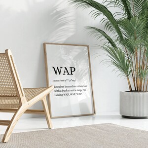 WAP Definition Print Funny Humour Quote Print Dictionary Print Cardi B Home Trend Home Decor Accessories A3 A4 5x7 image 2