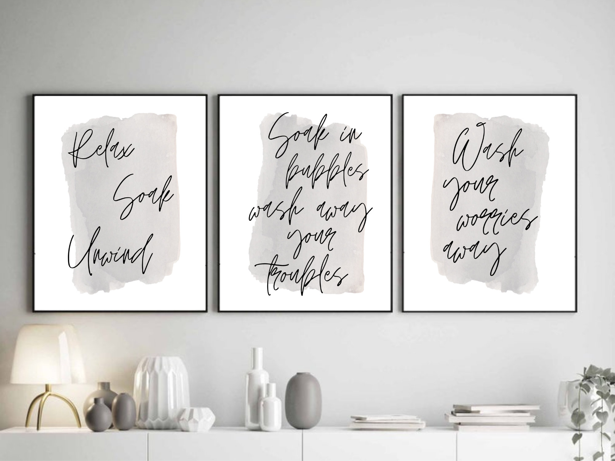 Set of 3 Bathroom Prints Triple Set of Bathroom Prints Etsy