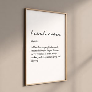 Hairdresser Definition Wall Print Poster - Beauty Salon Decor - Decor Accessories Trend Gift - Salon Print - Salon Accessories - Hair Print