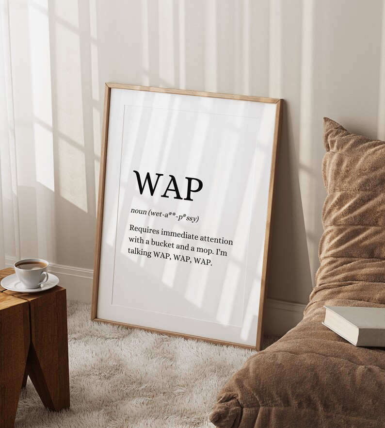 WAP Definition Print Funny Humour Quote Print Dictionary Print Cardi B Home Trend Home Decor Accessories A3 A4 5x7 image 1