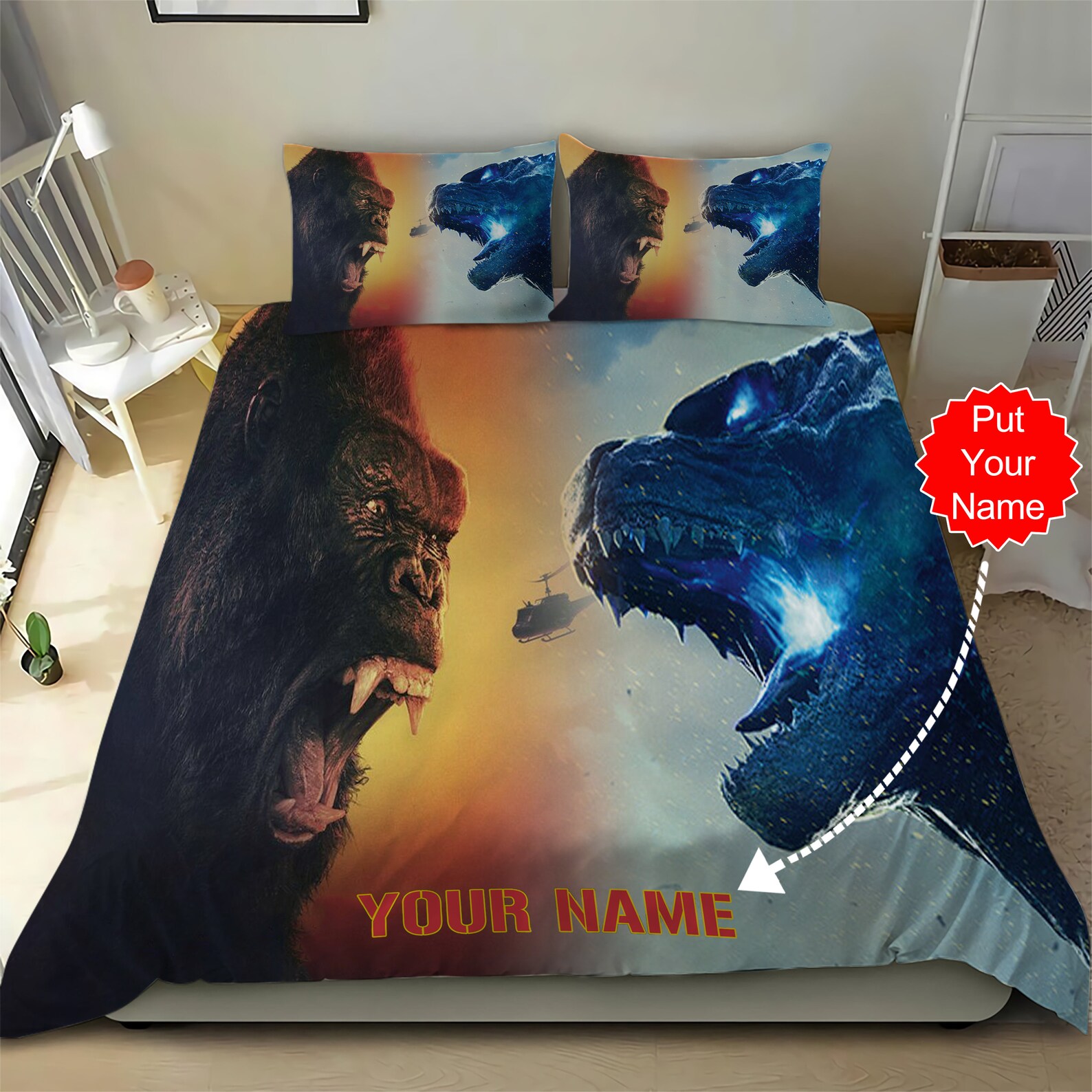 Godzilla 3D OneSided Printed Bedding Set Duvet Cover with 2 Etsy