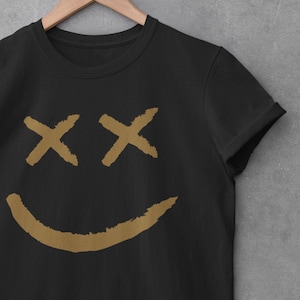 Shirt retro smileygezicht – vrolijk grafisch T-shirt, esthetische streetwear-top, feel good uniseks T-shirt, kleding met positieve vibes, leuk cadeau-idee