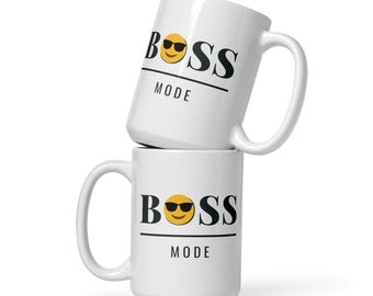 Taza de café - Taza BOSS Mode / Divertida taza de café para emprendedores / Regalo para él o ella / Artículos motivacionales / Decoración e inspiración para la oficina