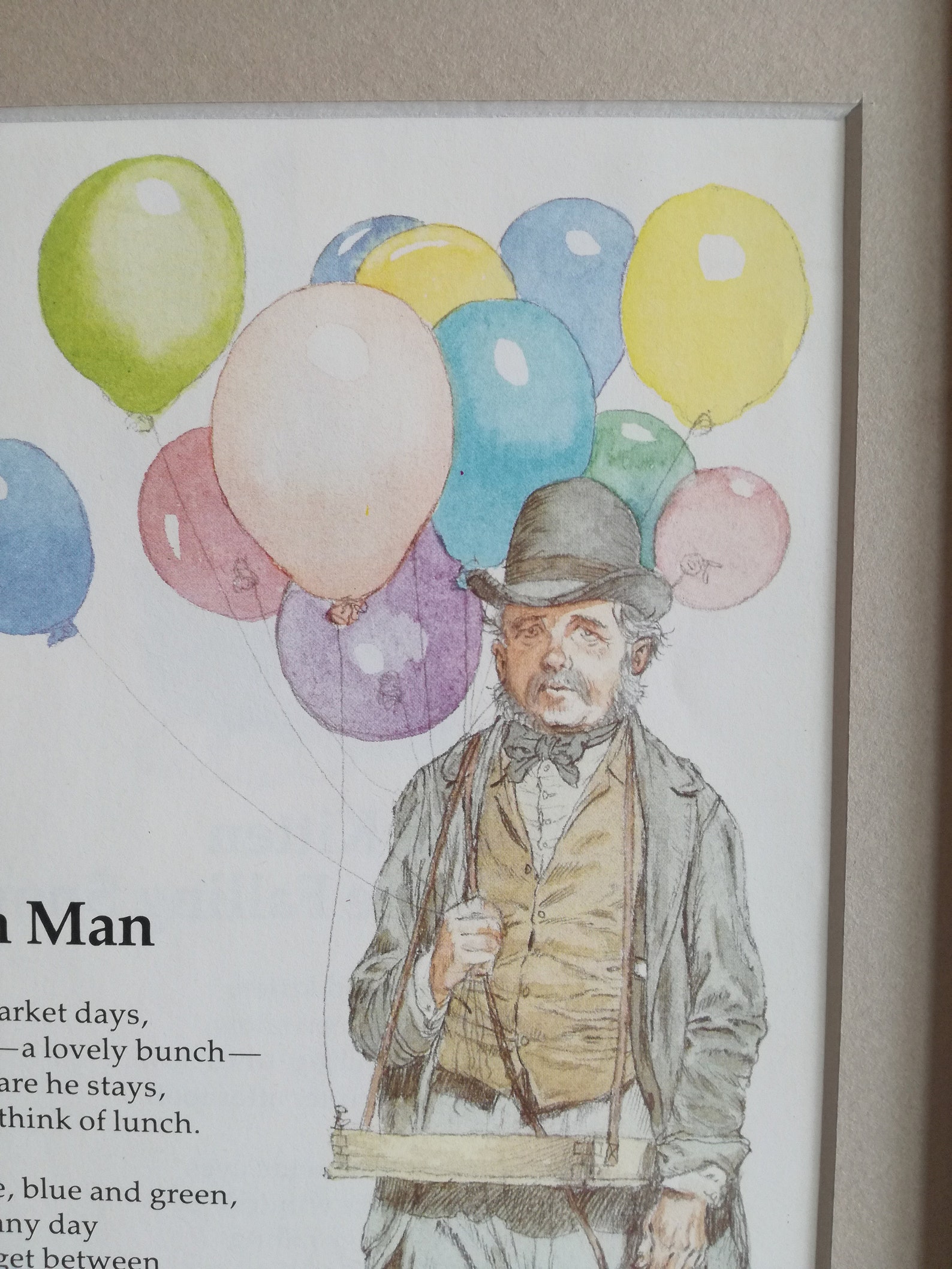 The Balloon Man a poem by Rose Fyleman Rescued Book Page Etsy Italia