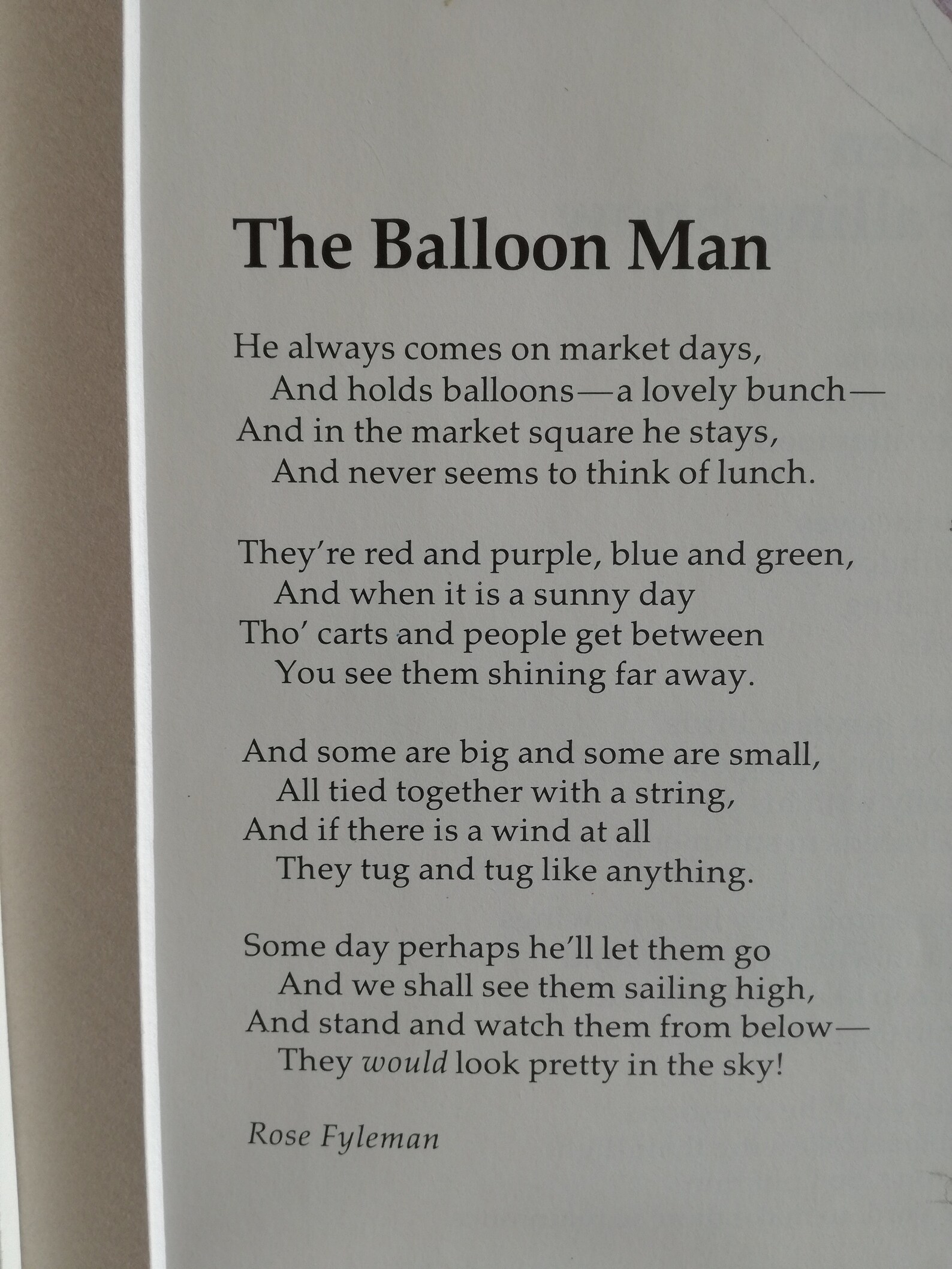 The Balloon Man a poem by Rose Fyleman Rescued Book Page Etsy Italia