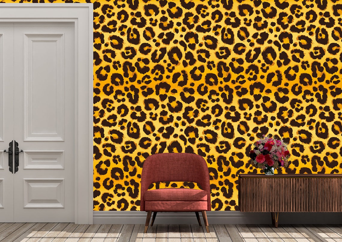 Leopard Print Wallpaper Animal Wallpaper Leopard Wallpaper Etsy UK