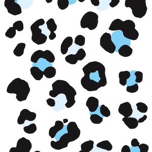 Blue Leopard Print Wall Stickers, Leopard Print Wall Decals, Wall Decals for Nursery, Bedroom, Kids Room Decals, Leopard Wallpaper