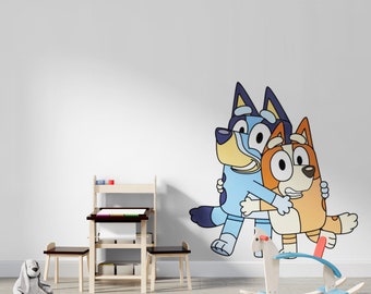 Bluey Wall Sticker, Bluey and Bingo Bedroom wall sticker, Nursery Wall Sticker, Kids Character Wall Stickers