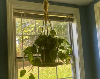 Hanging plant shelf! - plant hanger for high ceiling, Long hanging floating shelf , Suspended wall planter