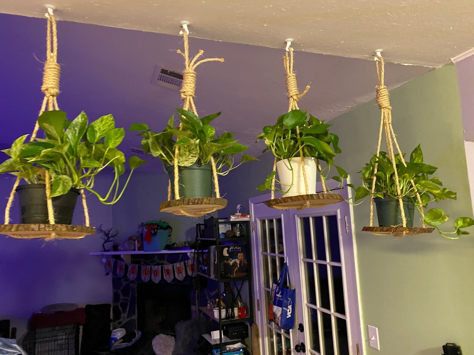 Hanging Plant Shelf Plant Hanger for High Ceiling Long Etsy