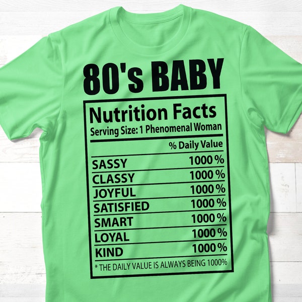 80s Baby SVG, Made in the 80s svg, Birthday Babe svg, 40 birthday svg, Nutrition Fact SVG, Instant Digital Download