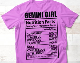 Gemini Girl SVG, Gemini Zodiac svg, Birthday Girl svg, Nutrition Fact SVG, Instant Digital Download