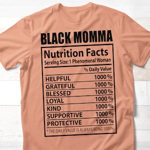 Schwarze Mama SVG, Melanin Mutter SVG, Muttertag SVG, Nährwertangaben svg, sofortiger digitaler Download