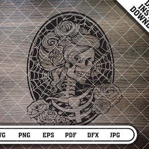 Victorian Skull svg Skull girl with roses svg Skull Girl svg Catrina svg Digital cut file