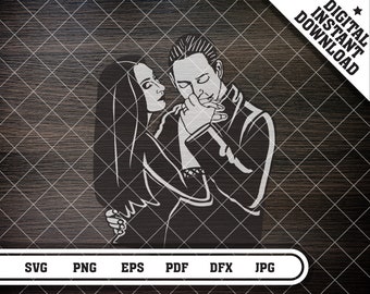 Morticia svg / Gomez svg / Morticia y Gomez svg Cut archivo