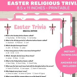 Easter Trivia Printable Game, Printable Easter Party Games, Easter Activity for kids and Adults, Easter Family Game, Instant Download