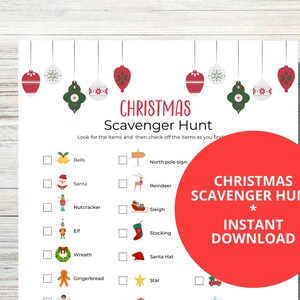 Christmas Scavenger Hunt Printable Game for the Family, Printable Kids Christmas Activity, Christmas Treasure Hunt, A4 PDF, Instant Download