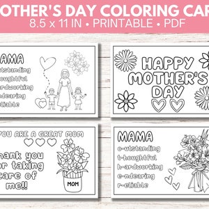 Mothers Day Coloring Card Printable | Printable Activity for Mother&#39;s Day | Coloring card template | 8.5 x 11 inches card | Digital Download