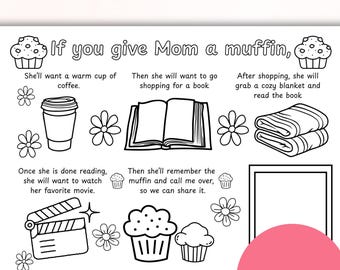 Muffins with Mom Activities, Mother's Day Placemat, Printable Kids Craft ideas, Mother's Day Fun Printable, Family Fun Ideas
