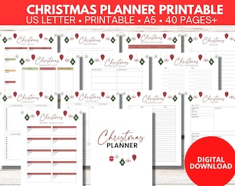 Christmas Planner Printable, Christmas To Do List, Holiday Planner, Christmas Organizer, Xmas Planner, A4, US Letter, PDF, Digital Download
