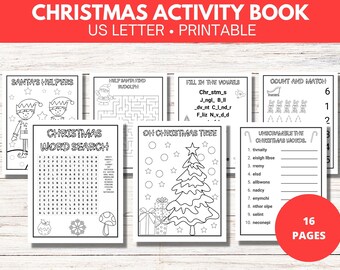 Christmas Activity Book | Printable Christmas Coloring books for kids | Christmas Activity Sheets | 16 Page PDF | Digital Download