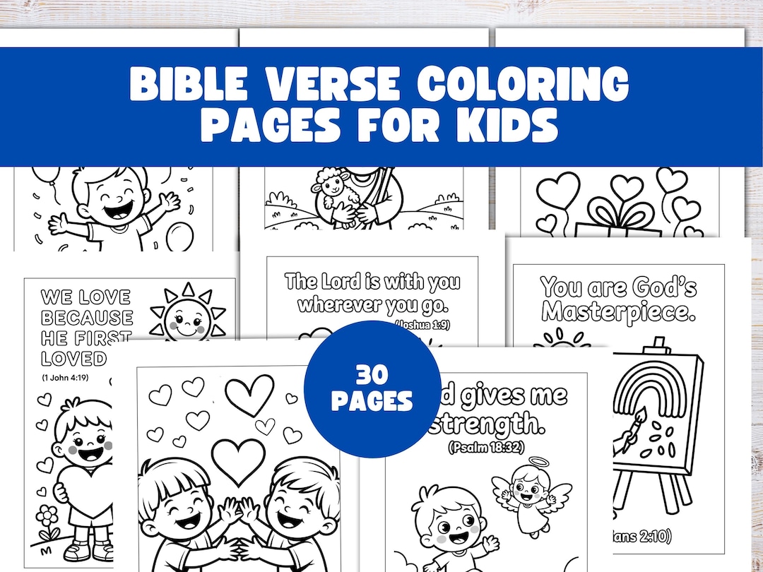 Bible Verse Coloring Pages for Kids, 30 Kids Coloring Pages, Christian ...