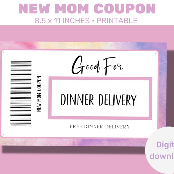 New Mom Coupon, First Time Mom Printable Coupon, Baby Shower Gift, Mothers Love Coupons, Coupon Book, Instant Download