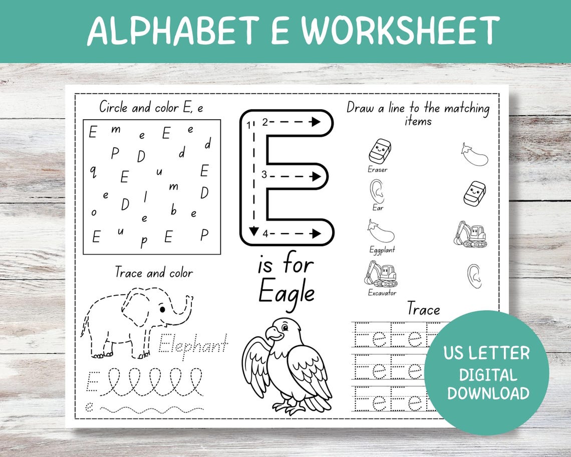 Alphabet Printables, Alphabet Tracing Workbook, Letter E Worksheet ...