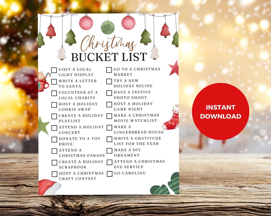 Christmas Bucket List Printable, Winter Bucket List, Christmas Activity ...