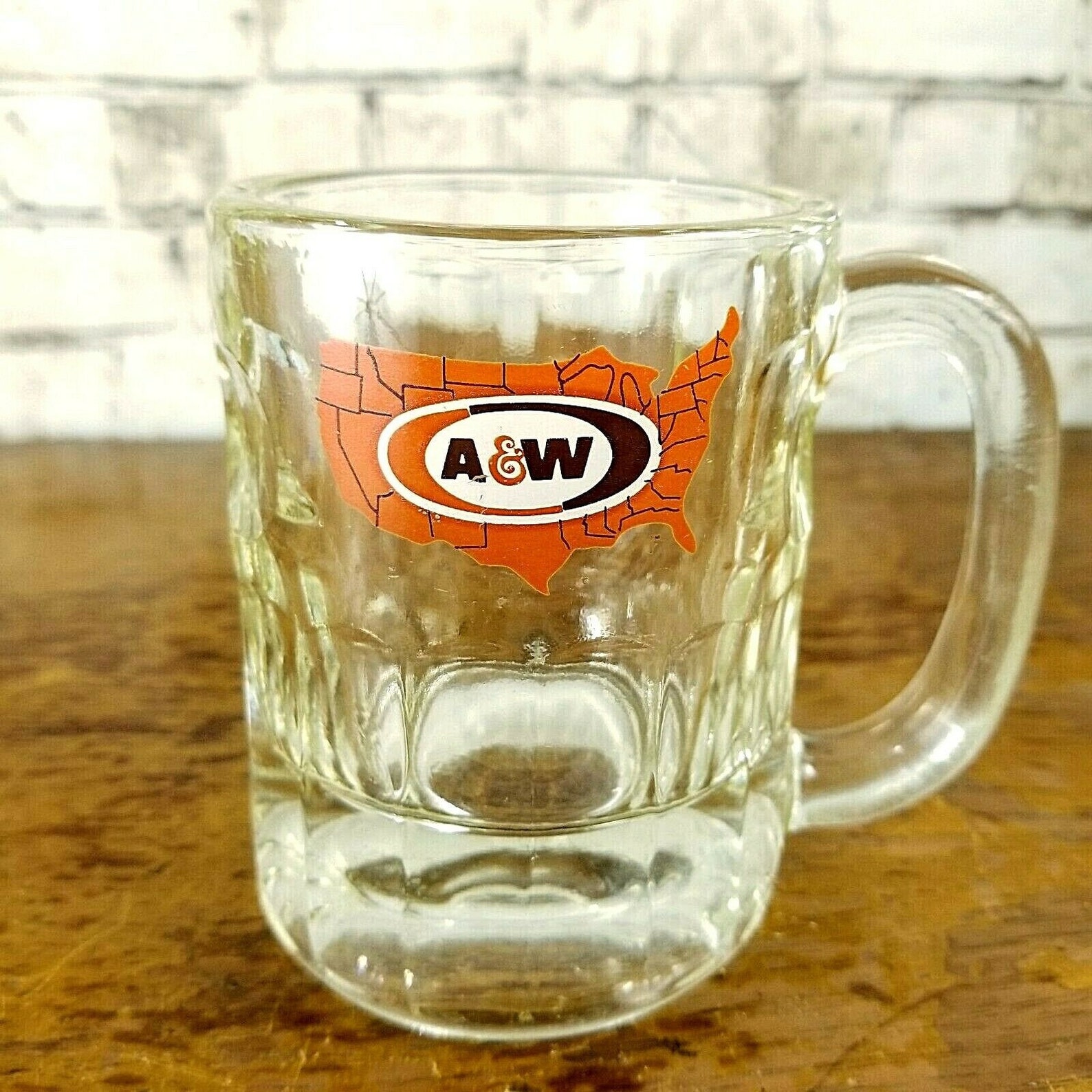 Vintage A&W Root Beer Glass Mug Heavy Bottom 1972 U.S. Map Etsy