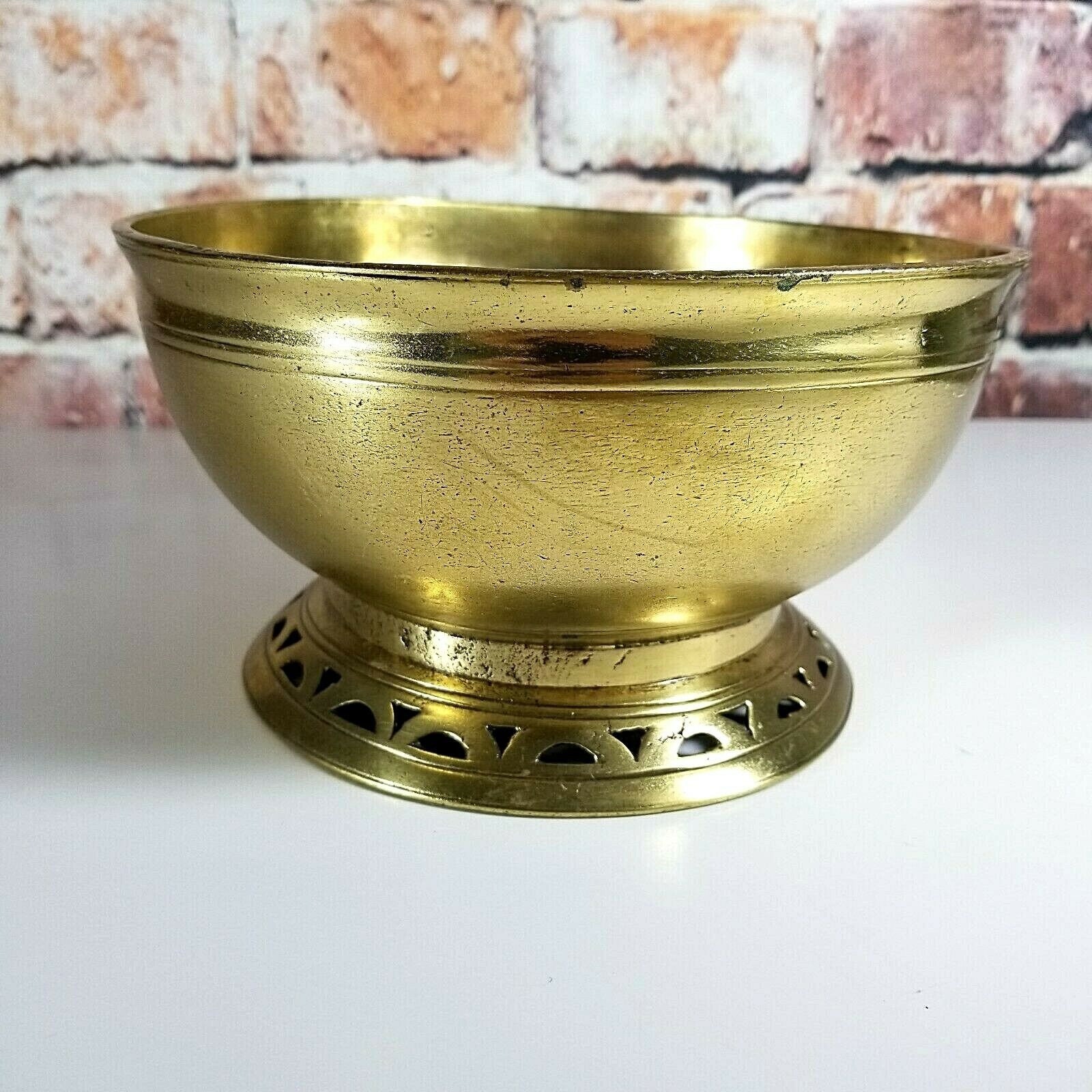 Vintage Brass Pedestal Bowl 7 Diameter Compote Serving Etsy