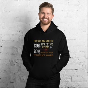 Programmers: 20% Writing Code, 80 Identify Why It Doesn't Work Unisex Hoodie image 2