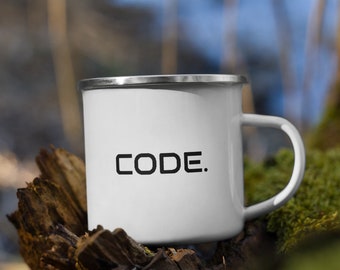 Coder: Code(full stop). Enamel Mug