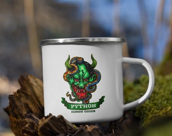 Python Demon Coder Enamel Mug