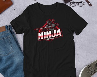 Ninja Coder - レッド 半袖 ユニセックス T シャツ