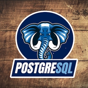 May include: A blue and white elephant mascot logo with the text "POSTGRESQL" in white letters on a blue banner.