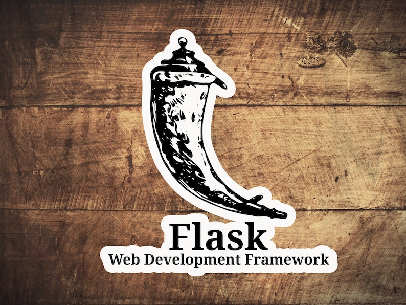 May include: Black and white illustration of a flask with the text "Flask Web Development Framework" below it.