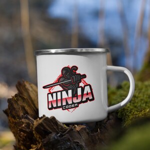 Ninja Coder - Red Enamel Mug