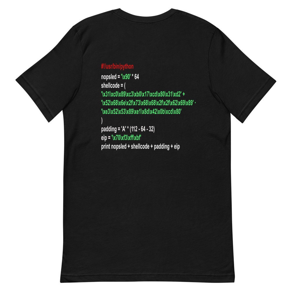 Cyber Security - Hacker - Buffer Overflow Shellcode Short-sleeve Unisex ...