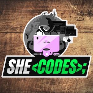 Women Who Code: She codes - Pink laptop   stickers