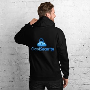 Bluza z kapturem unisex Cloud Security – projekt cyberbezpieczeństwa