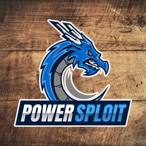 May include: A blue and grey dragon logo with the text "POWERSPLOIT" in white letters with a blue outline.