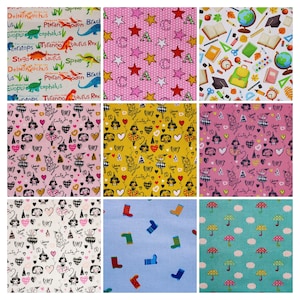 Children&#39;s motifs - cotton fabrics for dollhouses patchwork quilt doll clothes small patterned fabrics for 1:12, 1 to 6
